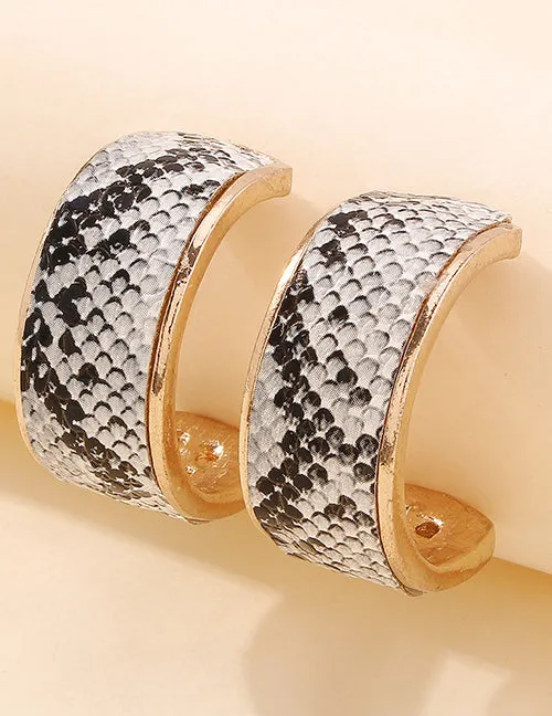 Earrings E1715 Gold Snake Skin Open Hoop Earrings 02