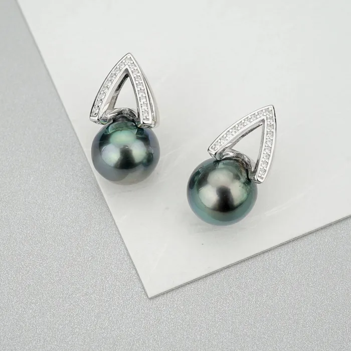 Earrings Elegant Saltwater Tahitian Pearl Set WS00007 Pearly Lustre
