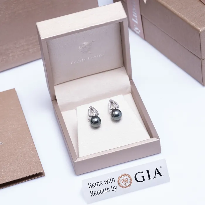 Earrings Elegant Saltwater Tahitian Pearl Set WS00007 Pearly Lustre