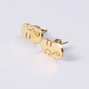 Earrings Jewelvers 18K Goldfilled Face Stud Earrings