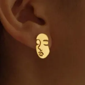 Earrings Jewelvers 18K Goldfilled Face Stud Earrings
