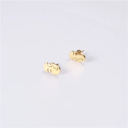 Earrings Jewelvers 18K Goldfilled Face Stud Earrings