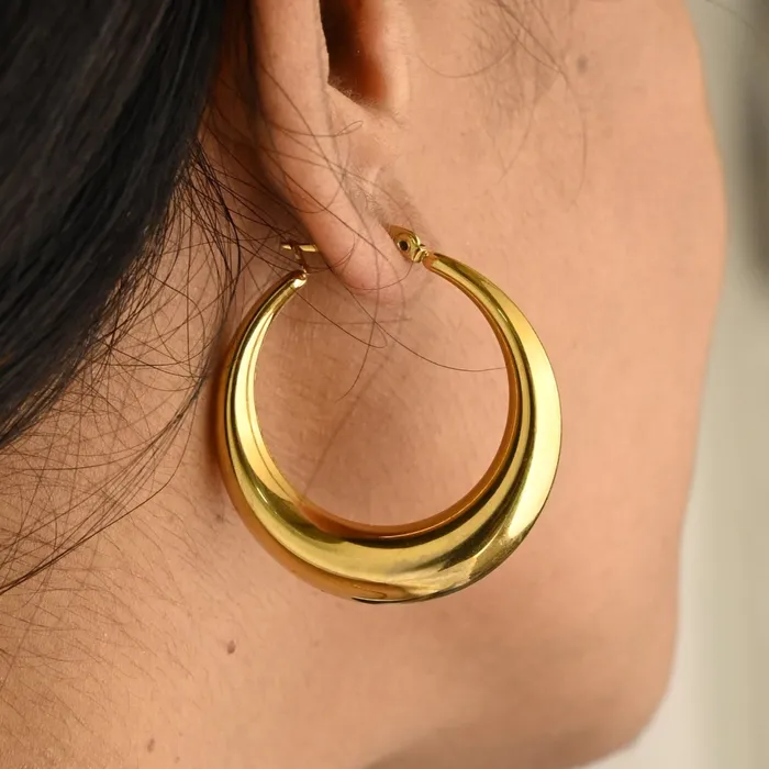 Earrings Jewelvers 18K GoldFilled Thick Hollow Hoop Earrings 40mm