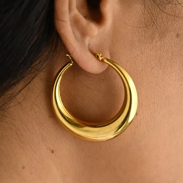 Earrings Jewelvers 18K GoldFilled Thick Hollow Hoop Earrings 40mm Earrings Jewelvers 18K GoldFilled Thick Hollow Hoop Earrings 40mm