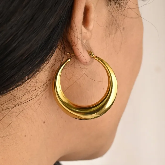 Earrings Jewelvers 18K GoldFilled Thick Hollow Hoop Earrings 40mm Earrings Jewelvers 18K GoldFilled Thick Hollow Hoop Earrings 40mm