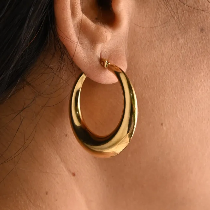 Earrings Jewelvers 18K GoldFilled Thick Hollow Hoop Earrings 40mm Earrings Jewelvers 18K GoldFilled Thick Hollow Hoop Earrings 40mm