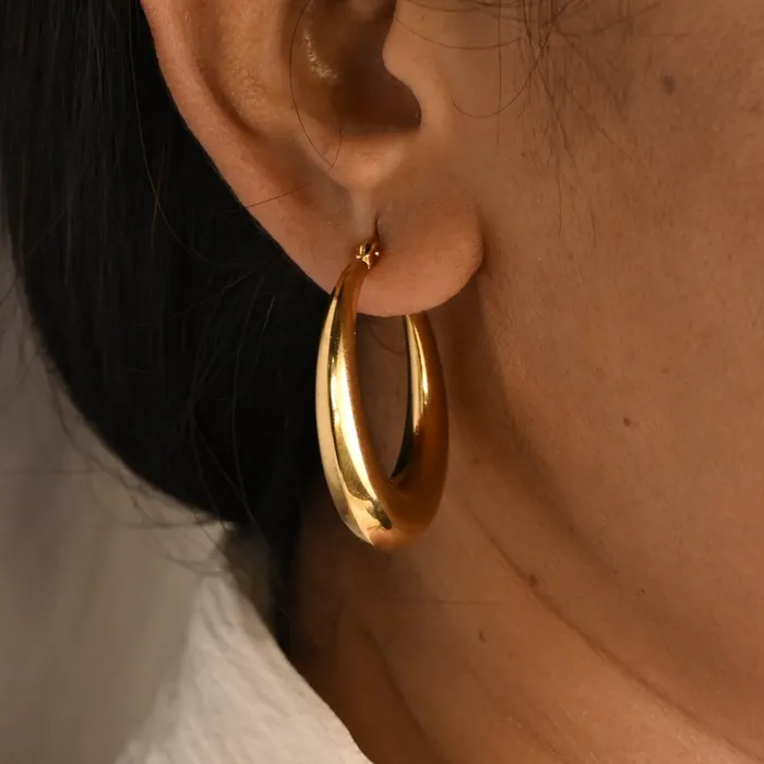 Earrings Jewelvers 18K GoldFilled Thick Hollow Hoop Earrings 40mm Earrings Jewelvers 18K GoldFilled Thick Hollow Hoop Earrings 40mm