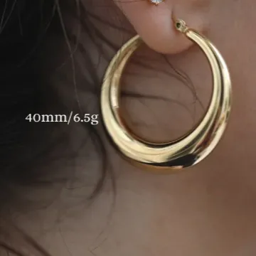 Earrings Jewelvers 18K GoldFilled Thick Hollow Hoop Earrings 40mm Earrings Jewelvers 18K GoldFilled Thick Hollow Hoop Earrings 40mm