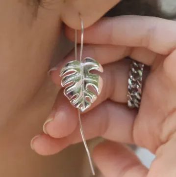 Earrings Jewelvers 925 Sterling Silver Monstera Leaf Earrings
