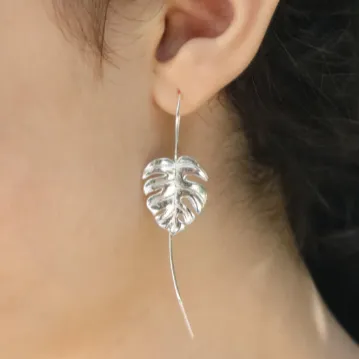 Earrings Jewelvers 925 Sterling Silver Monstera Leaf Earrings Earrings Jewelvers 925 Sterling Silver Monstera Leaf Earrings