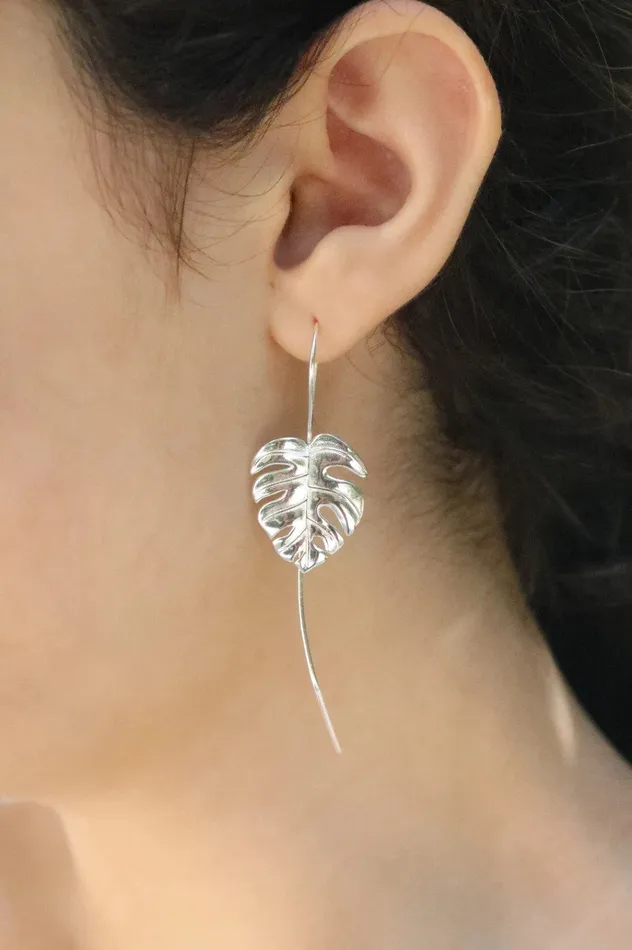 Earrings Jewelvers 925 Sterling Silver Monstera Leaf Earrings Earrings Jewelvers 925 Sterling Silver Monstera Leaf Earrings