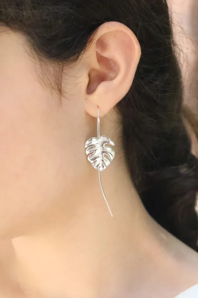 Earrings Jewelvers 925 Sterling Silver Monstera Leaf Earrings Earrings Jewelvers 925 Sterling Silver Monstera Leaf Earrings