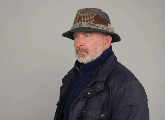 Earrings Patchwork Tweed Walking Hat Hanna Hats