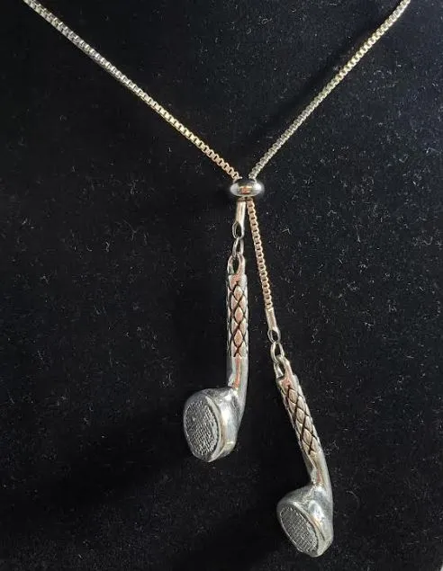 Earrings Polly AZ399 Silver Ear Buds Headphones Adjustable Necklace With FREE Earrings