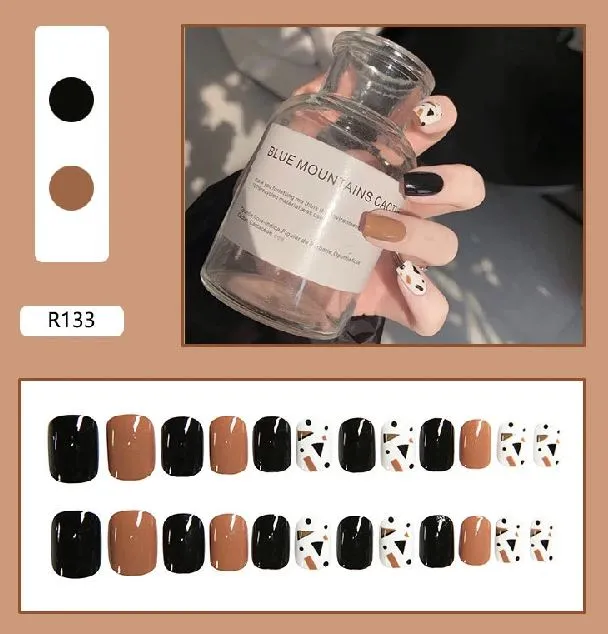 Earrings Polly NS208 Short Square Press On Nails 24 Pieces R133