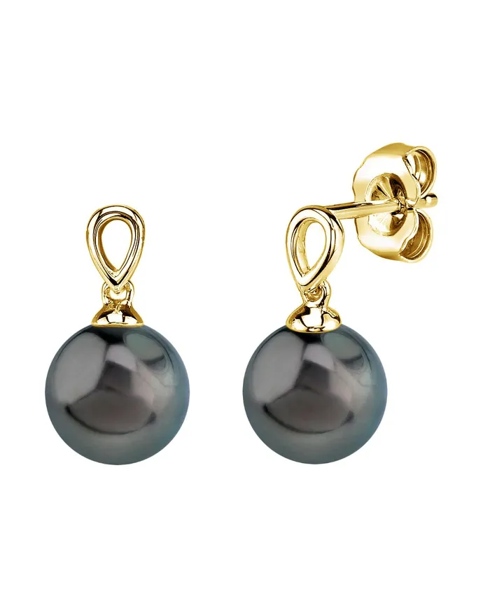 Earrings spt Black Tahitian Pearl Sugar Dangle Earrings