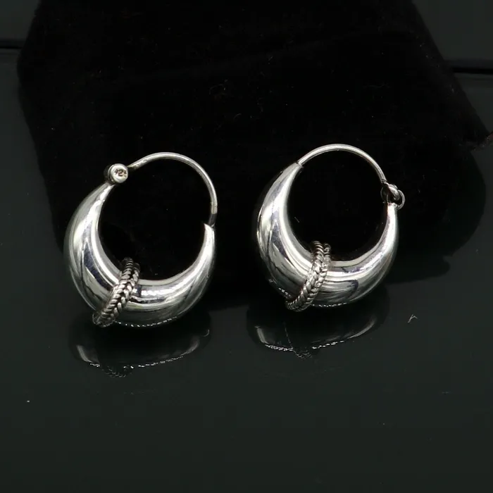 Earrings TRIBAL ORNAMENTS 925 sterling silver fabulous hoops earring vintage antique tribal kundal earring from Rajasthan India best gifting unisex jewelry ear627 Earrings TRIBAL ORNAMENTS 925 sterling silver fabulous hoops earring vintage antique tribal kundal earring from Rajasthan India best gifting unisex jewelry ear627