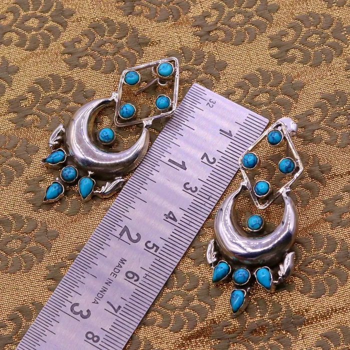 Earrings TRIBAL ORNAMENTS 925 Sterling silver handmade gorgeous turquoise stone stud earring drop dangle customized personalized jewelry best gift for girls s744
