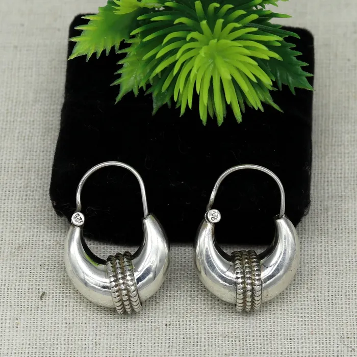 Earrings TRIBAL ORNAMENTS 925 sterling silver handmade vintage antique design amazing design hoops earring bali customized earring gift tribal ethnic jewelry ske13 Earrings TRIBAL ORNAMENTS 925 sterling silver handmade vintage antique design amazing design hoops earring bali customized earring gift tribal ethnic jewelry ske13