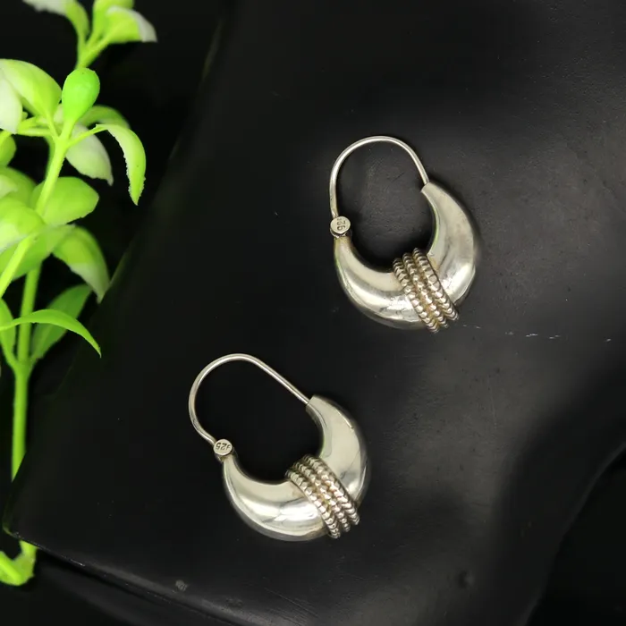 Earrings TRIBAL ORNAMENTS 925 sterling silver handmade vintage antique design amazing design hoops earring bali customized earring gift tribal ethnic jewelry ske13