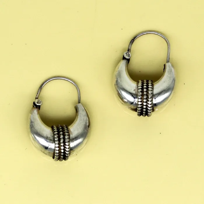 Earrings TRIBAL ORNAMENTS 925 sterling silver handmade vintage antique design amazing design hoops earring bali customized earring gift tribal ethnic jewelry ske13