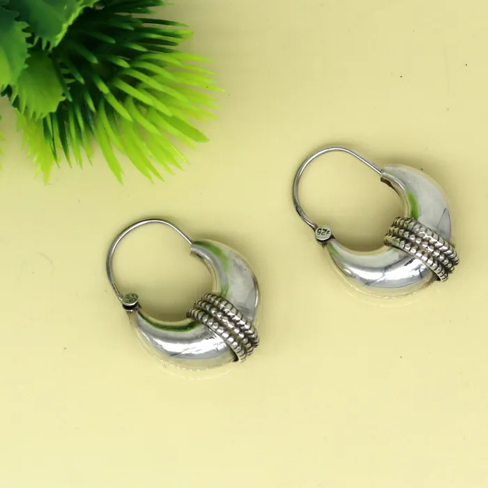 Earrings TRIBAL ORNAMENTS 925 sterling silver handmade vintage antique design amazing design hoops earring bali customized earring gift tribal ethnic jewelry ske13