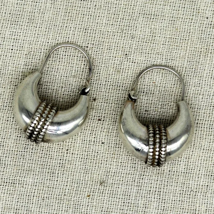 Earrings TRIBAL ORNAMENTS 925 sterling silver handmade vintage antique design amazing design hoops earring bali customized earring gift tribal ethnic jewelry ske13