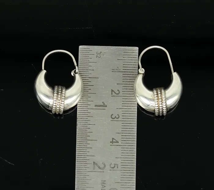 Earrings TRIBAL ORNAMENTS 925 sterling silver handmade vintage antique design amazing design hoops earring bali customized earring gift tribal ethnic jewelry ske13