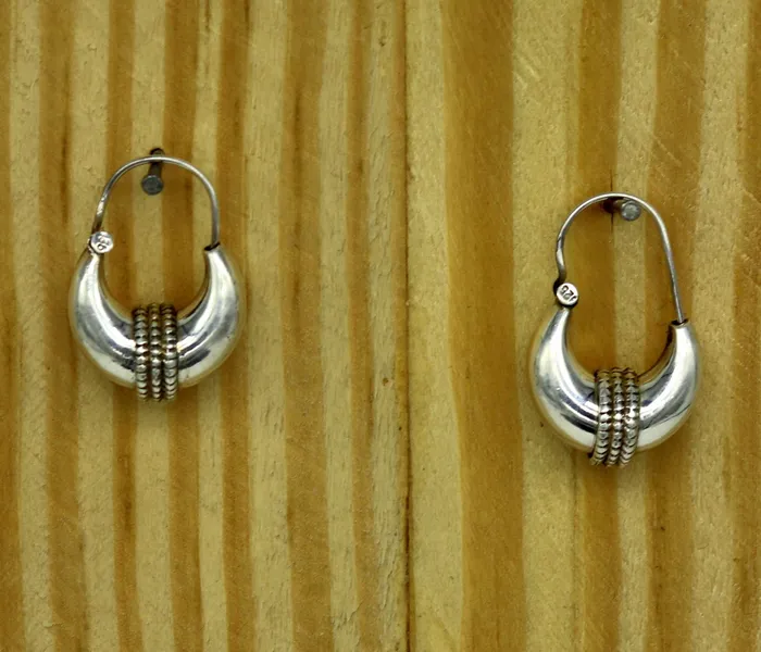 Earrings TRIBAL ORNAMENTS 925 sterling silver handmade vintage antique design amazing design hoops earring bali customized earring gift tribal ethnic jewelry ske13