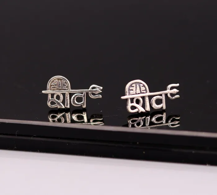 Earrings TRIBAL ORNAMENTS Solid 925 sterling silver handmade excellent lord shiva stud earrings unisex ethnic tribal jewelry s132 Earrings TRIBAL ORNAMENTS Solid 925 sterling silver handmade excellent lord shiva stud earrings unisex ethnic tribal jewelry s132