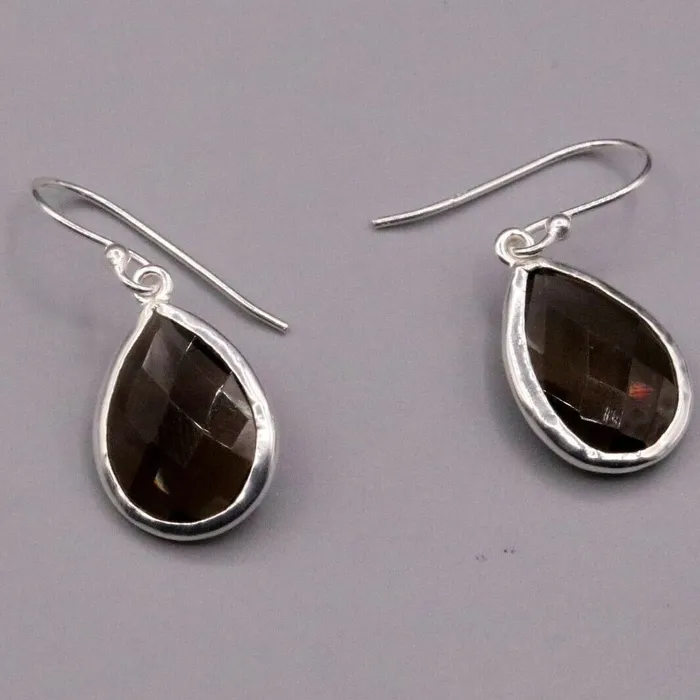 Earrings TRIBAL ORNAMENTS Super smoky quartz stone stud 925 silver hoops drop dangle earring jewelry s139 Earrings TRIBAL ORNAMENTS Super smoky quartz stone stud 925 silver hoops drop dangle earring jewelry s139