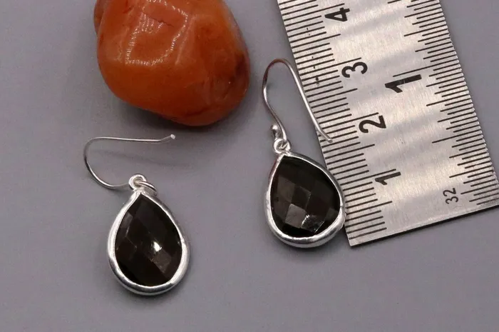 Earrings TRIBAL ORNAMENTS Super smoky quartz stone stud 925 silver hoops drop dangle earring jewelry s139