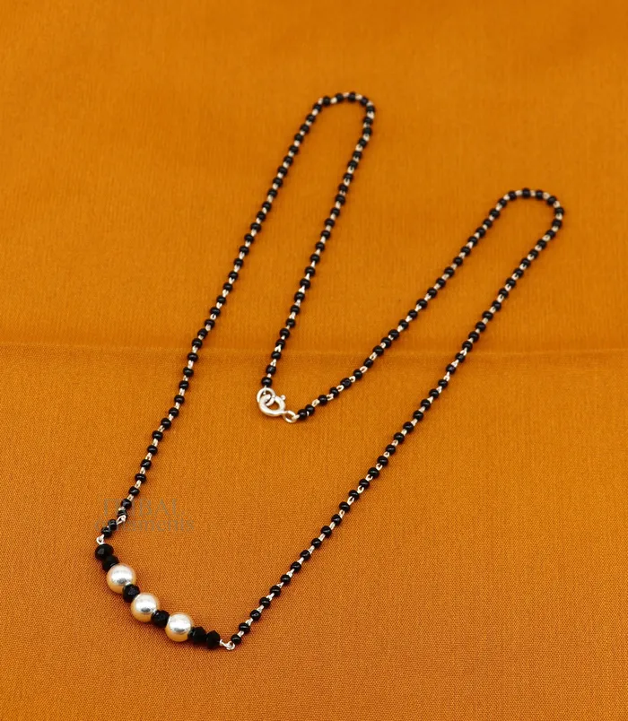 Elegant 925 sterling silver black beads chain necklace gorgeous small silver bead design pendant Mangalsutra chain beaded necklace set325 TRIBAL ORNAMENTS Necklaces Elegant 925 sterling silver black beads chain necklace gorgeous small silver bead design pendant Mangalsutra chain beaded necklace set325 TRIBAL ORNAMENTS Necklaces