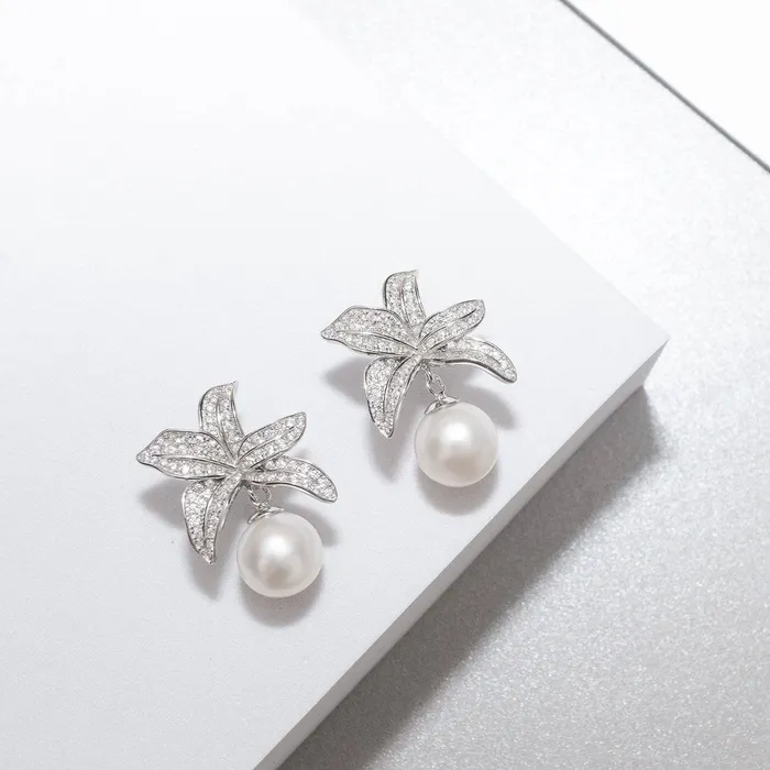 Elegant Freshwater Pearl Earrings WE00178 Pearly Lustre Earrings