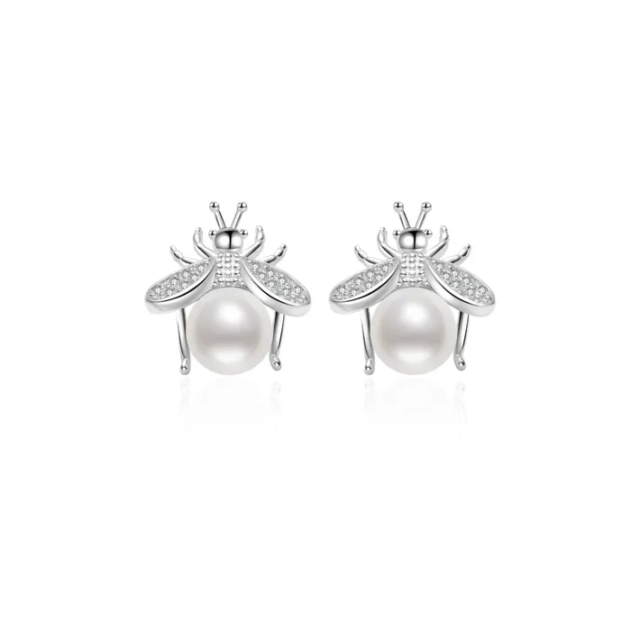 Elegant Freshwater Pearl Earrings WE00867 BEELIEVE Pearly Lustre Earrings
