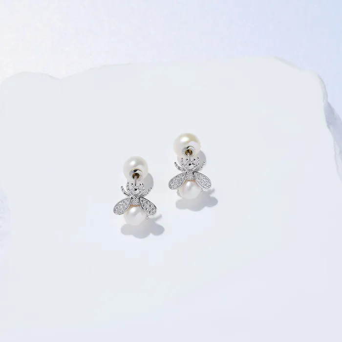 Elegant Freshwater Pearl Earrings WE00867 BEELIEVE Pearly Lustre Earrings