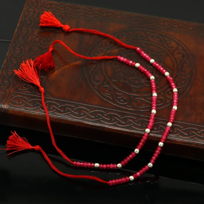 Elegant threads anklets semi precious ruby stone and 925 silver beads custom made ankle bracelet pretty gift modern beaded jewelry ank249 TRIBAL ORNAMENTS Bracelets