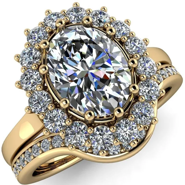 Enri Oval Center Stone Full Diamond Encrusted Halo Ring Fire Brilliance Rings Enri Oval Center Stone Full Diamond Encrusted Halo Ring Fire Brilliance Rings