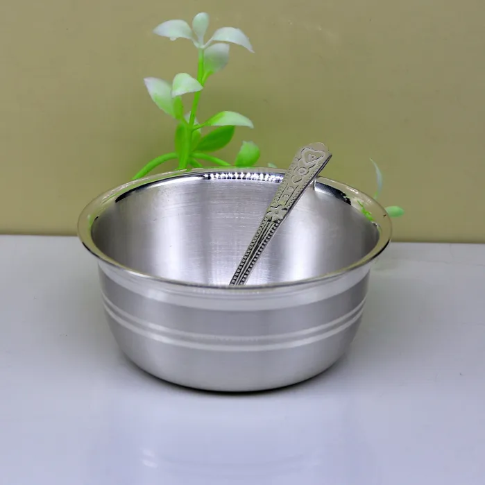 Exclusive 999 pure silver handmade solid bowl and spoon healthy serving bowl silver vessels food serving utensils set silver art sv83 TRIBAL ORNAMENTS Rings Exclusive 999 pure silver handmade solid bowl and spoon healthy serving bowl silver vessels food serving utensils set silver art sv83 TRIBAL ORNAMENTS Rings