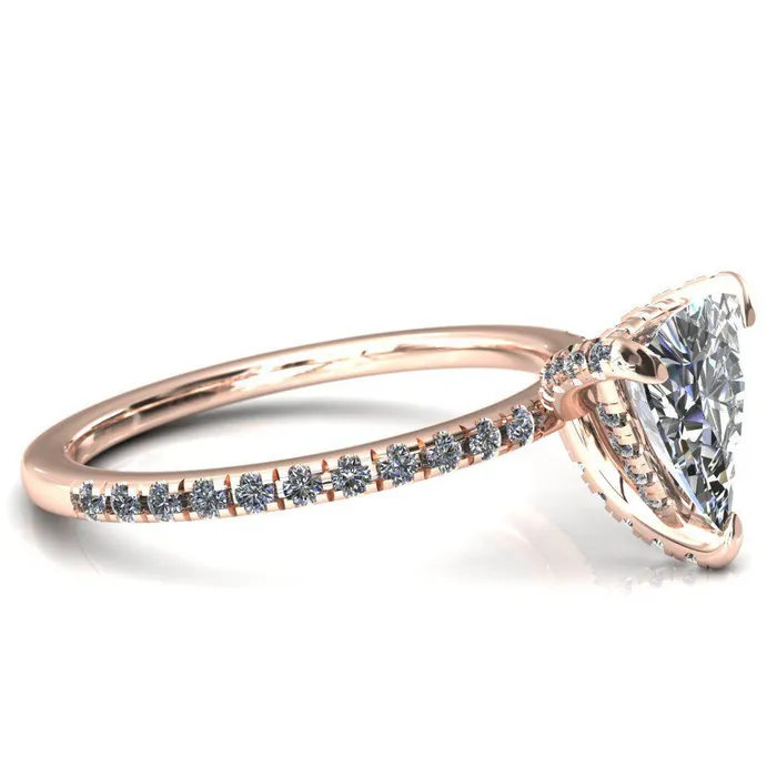 Ezili Trillion Moissanite 3 Claw Prong Micro Pave Diamond Sides Engagement Ring Fire Brilliance Rings