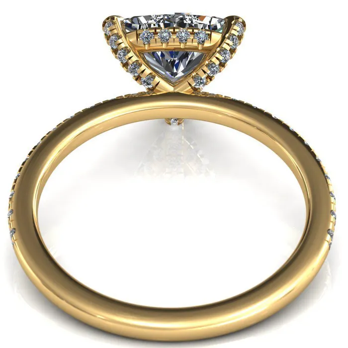 Ezili Trillion Moissanite 3 Claw Prong Micro Pave Diamond Sides Engagement Ring Fire Brilliance Rings