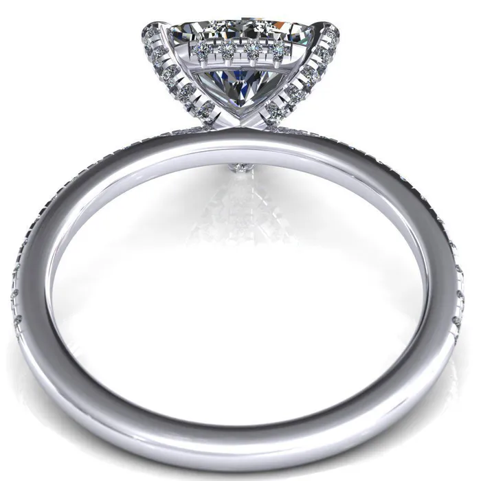 Ezili Trillion Moissanite 3 Claw Prong Micro Pave Diamond Sides Engagement Ring Fire Brilliance Rings