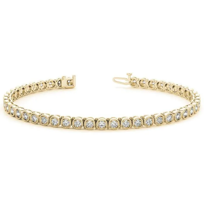 Fire Brilliance Bracelets Milgrain Bezel Tennis Moissanite or Diamond Bracelet Fire Brilliance Bracelets Milgrain Bezel Tennis Moissanite or Diamond Bracelet