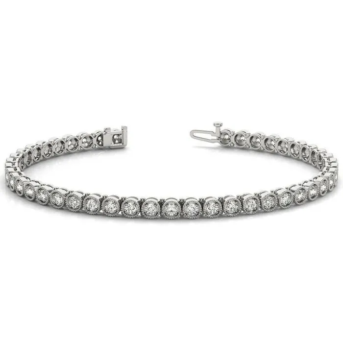 Fire Brilliance Bracelets Milgrain Bezel Tennis Moissanite or Diamond Bracelet