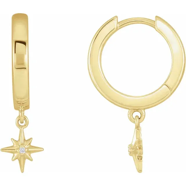 Fire Brilliance Earrings Celestial Diamond Accented Huggie Hoop Earrings