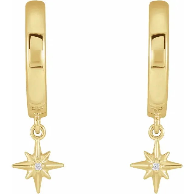 Fire Brilliance Earrings Celestial Diamond Accented Huggie Hoop Earrings