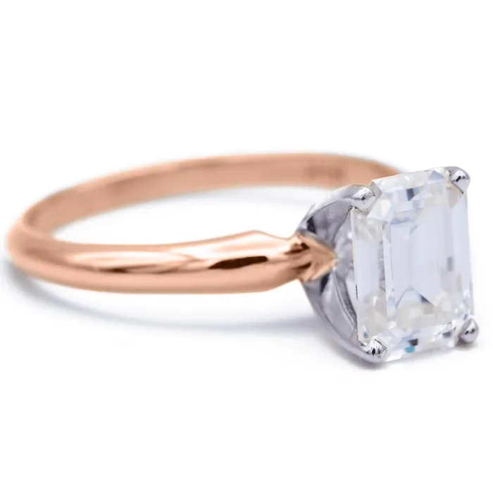 Fire Brilliance Emerald Moissanite 4 Prongs FANCY Solitaire Ring Rings