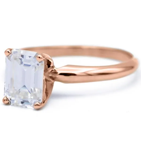 Fire Brilliance Emerald Moissanite 4 Prongs FANCY Solitaire Ring Rings