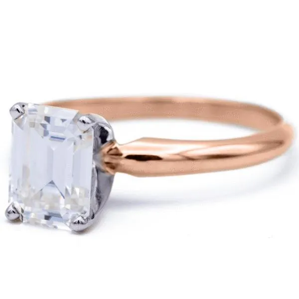 Fire Brilliance Emerald Moissanite 4 Prongs FANCY Solitaire Ring Rings