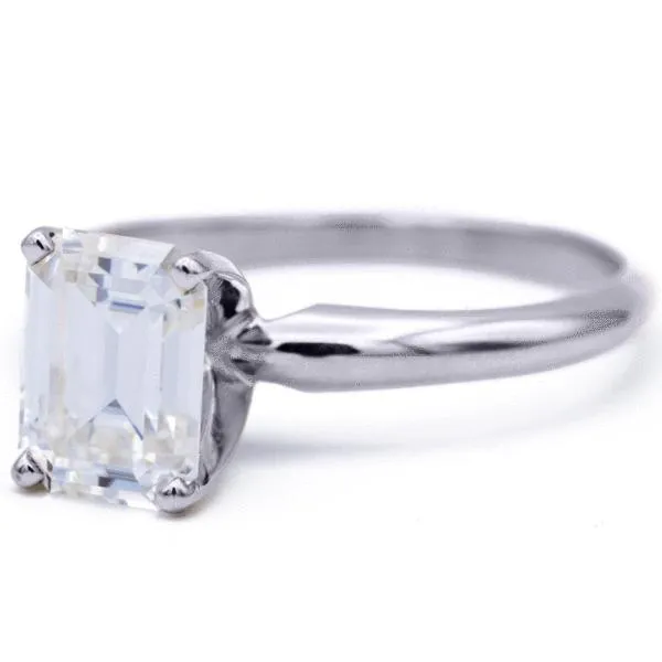 Fire Brilliance Emerald Moissanite 4 Prongs FANCY Solitaire Ring Rings